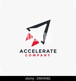 Abstrakte minimalistische Accelerate Rocket Logo-Vektorvorlage mit negativem Raumstil auf weißem Hintergrund Stock Vektor