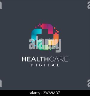 Abstrakte Techie Medical Logo Symbol Vektor Vorlage auf schwarzem Hintergrund Stock Vektor