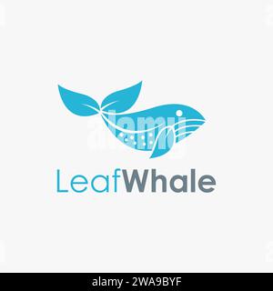 Abstraktes kreatives Logo-Symbol des Blatt- und Walfischvektors auf weißem Hintergrund Stock Vektor