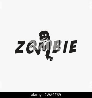 Lustige und einfache Word Mark Zombie Logo Symbol Vektorvorlage auf weißem Hintergrund Stock Vektor
