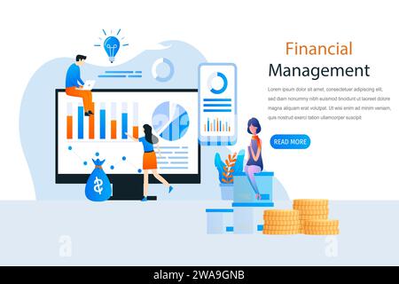 Startseite für Finanzmanagement mit Personen und Geräten Stock Vektor