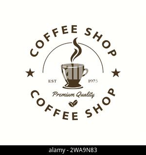 Design-Vorlage für Coffee-Shop mit Kaffeetassen. Modernes Vintage Coffee Shop-Logo Stock Vektor