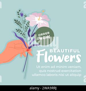 Bestellen Sie jetzt schöne Blumen Werbebanner Stock Vektor