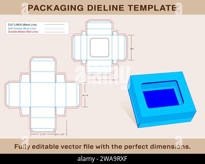 Cookie Box, Matrizenvorlage und 3D Box editierbare Vektordatei. Stock Vektor