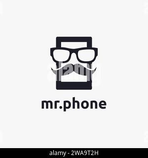 Mister Phone Logo-Vektorvorlage auf weißem Hintergrund Stock Vektor