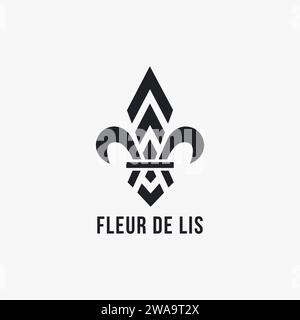 Minimalistische Fleur de Lis Logo Vektorvorlage auf weißem Hintergrund Stock Vektor