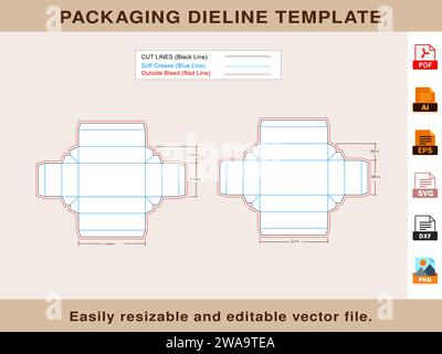 Geschenkbox-Vorlage, Rechteck-Box-Matrizenvorlage, editierbare Vektordatei. Stock Vektor
