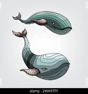Vektorillustration isolierter Cartoonwale Stock Vektor
