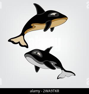 Vektorillustration isolierter Cartoon-Orcas Stock Vektor