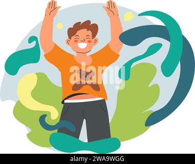 Männlicher Charakter freut sich über Erfolg und Sieg Stock Vektor