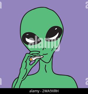 Alien rauchen eine gemeinsame Vektor-Illustration Stock Vektor