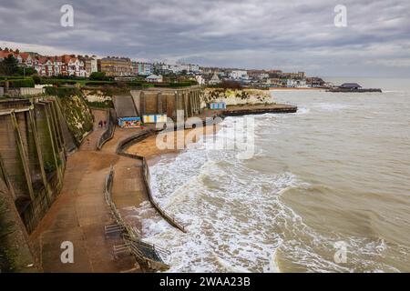 Blick auf Broadstairs und Viking Bay während des Sturms Gerrit an der Nordostküste von Kent Südosten Englands Großbritannien Stockfoto