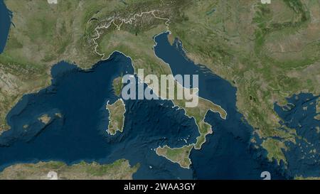 Italien skizziert auf einer hochauflösenden Satellitenkarte Stockfoto
