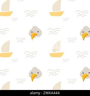 Niedlicher Kinderzimmer-Meer-Hintergrund im Boho-Stil. Vektordarstellung isoliert. Stock Vektor