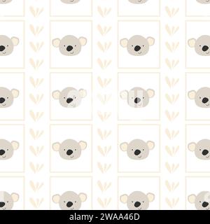 Niedlicher Koalabär nahtloser Hintergrund. Vektor-Illustration kann für Hintergrundbilder, Poster, Baby-Druck verwendet werden. Stock Vektor
