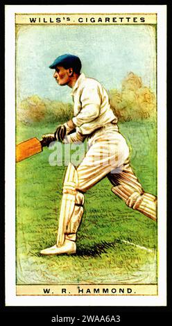 Cricketer W.R.Hammond - Vintage Zigarettenkarte Illustration Stockfoto