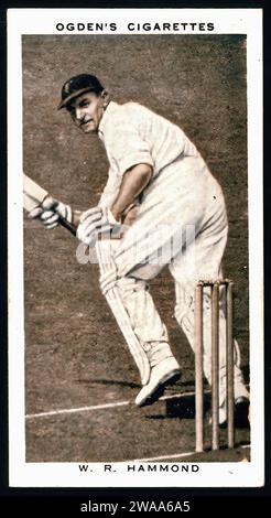 Cricketer W. Hammond - Vintage Zigarettenkarte Illustration Stockfoto