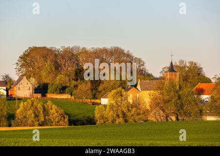 Licht eines späten Frühlingnachmittags auf einer Landlandschaft Stockfoto