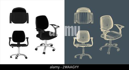 Satz von Stuhl Wireframe Vektor Konzept Blueprint für Büro, Besprechungsraum und Konferenz Stock Vektor