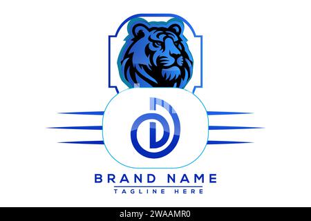 Tiger DD Blue Logo-Design. Vektor-Logo für Unternehmen. Stock Vektor