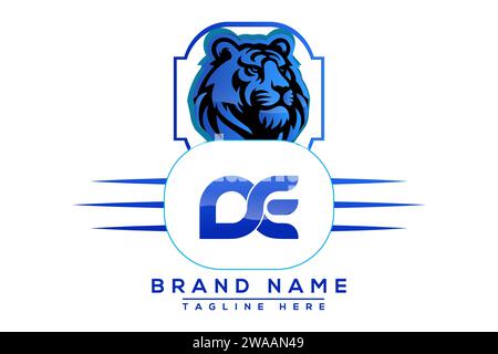 Tiger DE Blue Logo-Design. Vektor-Logo für Unternehmen. Stock Vektor