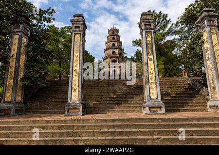 Die alte Pagode von Hue in Vietnam Stockfoto