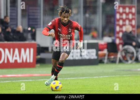 Mailand, Italien. Januar 2024. 2. Januar 2024 Mailand - Italien - Sport, Fußball - Mailand vs Cagliari Italian Cup 2023/2024 - G. Meazza Stadium - im Bild: Samuel Chukwueze (21 AC Milan) Credit: Kines Milano/Alamy Live News Stockfoto