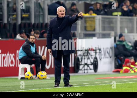 Mailand, Italien. Januar 2024. 2. Januar 2024 Mailand - Italien - Sport, Fußball - Mailand vs Cagliari Italian Cup 2023/2024 - G. Meazza Stadium - im Bild: Ranieri Claudio Coach cagliari Credit: Kines Milano/Alamy Live News Stockfoto