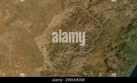Lesotho skizzierte auf einer Satellitenkarte mit niedriger Auflösung Stockfoto