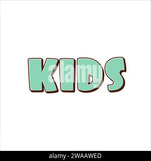 WORTKINDER im lustigen Kinderpolka-Design. Abbildung des Rohteils-Vektors auf weißem Hintergrund isoliert. Stock Vektor