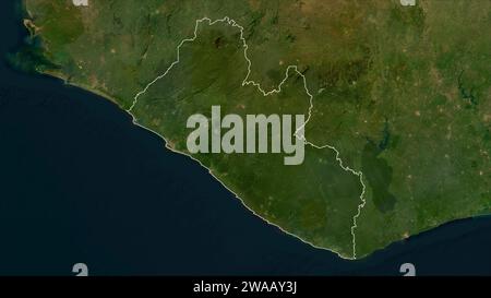 Liberia umrissen auf einer Satellitenkarte mit niedriger Auflösung Stockfoto