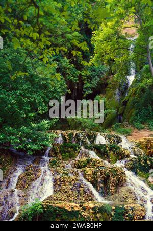 Kaskade. Orbaneja del Castillo, Burgos Provinz Kastilien-Leon, Spanien. Stockfoto
