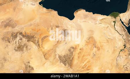 Libyen umrissen auf einer Satellitenkarte mit niedriger Auflösung Stockfoto