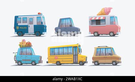 Schulbus und andere Autos im Set Stock Vektor
