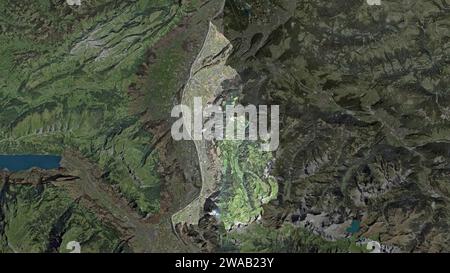Liechtenstein wird auf einer Satellitenkarte mit niedriger Auflösung hervorgehoben Stockfoto