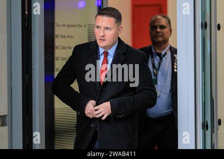 Wes Streeting, Shadow Health Secretary, Politiker der britischen Labour Party vor den BBC Studios, London, Großbritannien Stockfoto