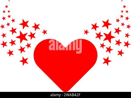 Symbol für rotes Herz mit Sternen. Illustration des flachen Vektors Stock Vektor