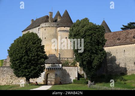 Die Festung von Fénelon in Périgord Noir. Architektur, Geschichte, Natur, Umwelt und Tourismus. Sainte-Mondane, Dordogne, Périgord, Frankreich, Stockfoto