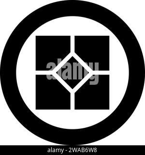 Keramikfliese Pflasterplatte Symbol im Kreis rund schwarz Farbe Vektor Illustration Bild Solid Umriss Stil einfach Stock Vektor