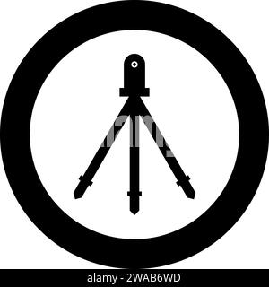 Laser Level Tool Measure Building on Stativ Engineering Equipment Device for Builder Construction Tool icon in kreisrunden schwarzen Farbvektor Stock Vektor