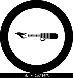 Gas Feuerzeug Küchengebläse mit Flamme industrielle Ausrüstung Icon im Kreis Runde Runde schwarze Farbe Vektor Illustration Bild solide Umrissart einfach Stock Vektor