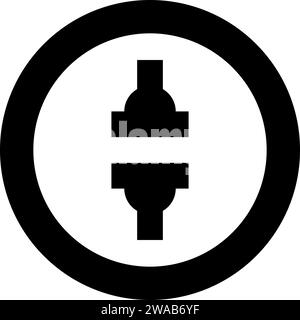 Maschinenpresse automatische hydraulische Fabrik industrielle Icon im Kreis rund schwarze Farbe Vektor Illustration Bild Solid Umrissstil einfach Stock Vektor