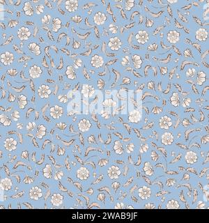 Blumenmuster in Blau und weiß, im Stil der alten chinesischen Kunst. Stock Vektor