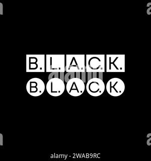 Logo-Design Grafikkonzept kreative Premium abstrakte Vektor-Stock-Wort Text SCHWARZE Schrift auf rechteckigem Kreis Blockpunkt bezogen auf Monogramm Typografie Stock Vektor