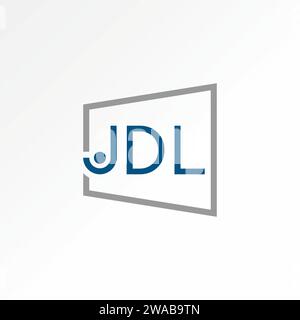 Logo Design Grafik Konzept kreative Premium abstrakte Vektor Vorrat einzigartige Initial Letter JDL Schriftart menschlicher Linie Fenster Bildschirm bezogen auf Kunst glücklich aktiv Stock Vektor