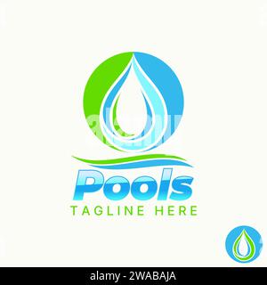 Logo Design Grafik Konzept kreative abstrakte Premium Vektor-Vorrat einzigartige Kreis Wassertropfen und Wellen Schwimmbad bezogen auf grüne Natur cool frisch Stock Vektor