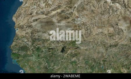 Mali skizzierte auf einer hochauflösenden Satellitenkarte Stockfoto