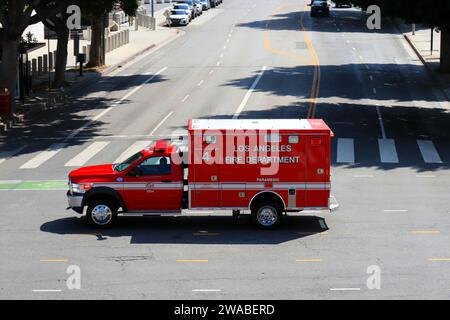 Los Angeles, Kalifornien: LAFD Los Angeles Fire Department Sanitäter-Krankenwagen Stockfoto