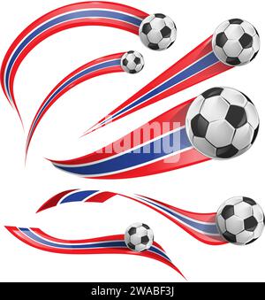 Costa Rica und Thailand Flagge mit Fußball Set Symbol. Vektorabbildung Stock Vektor