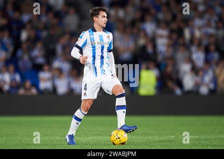 Martin Zubimendi von Real Sociedad im LaLiga EA Sports Match zwischen Real Sociedad und Deportivo Alaves im reale Arena Stadium am 2. Januar 2024 in San Sebastian, Spanien. Quelle: Cesar Ortiz Gonzalez/Alamy Live News Stockfoto